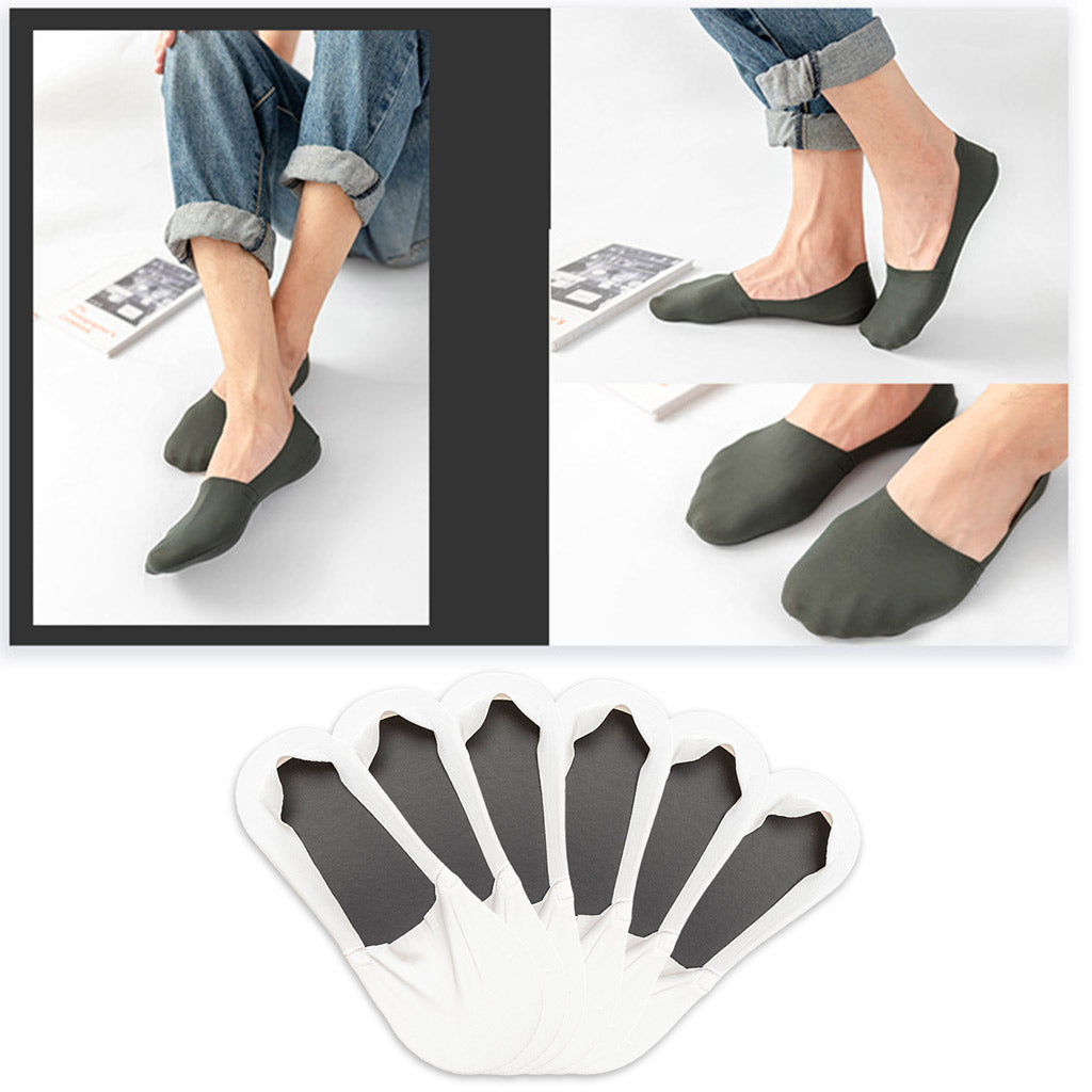 Mens Boat Liner Socks Invisible Low Cut No Show Breathable Cotton Bottom White
