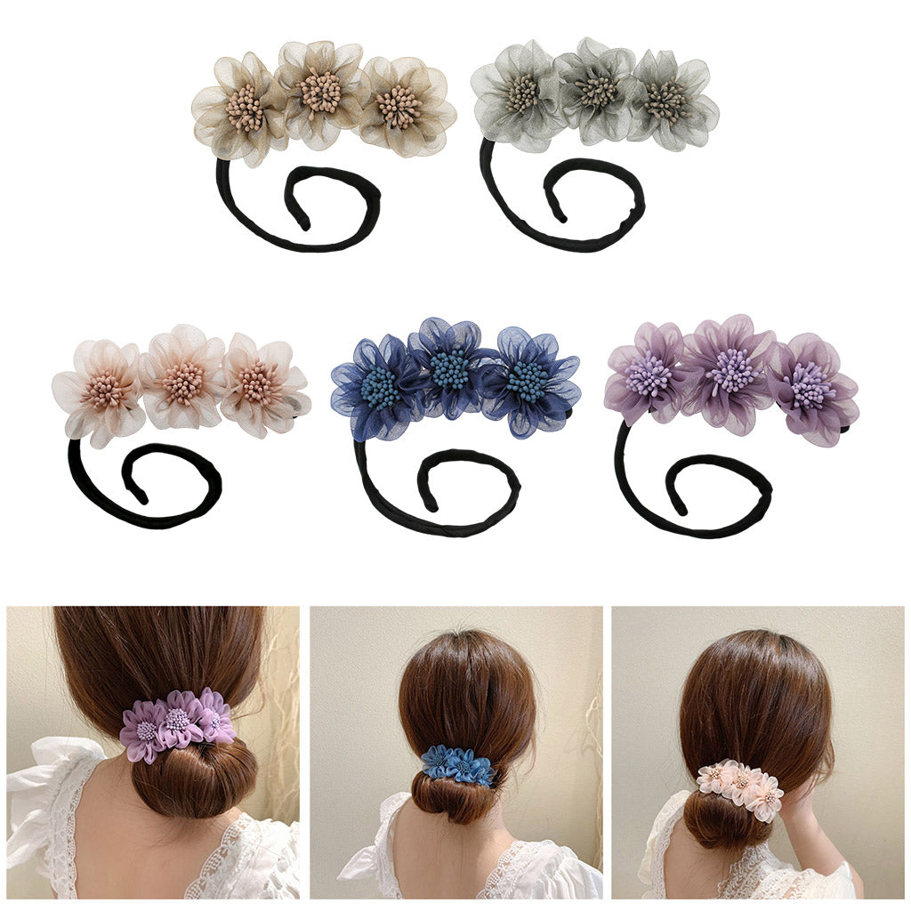 Fashion Women Classy Deft Bun Maker Hair Bands Headband Easy To Use Purple
