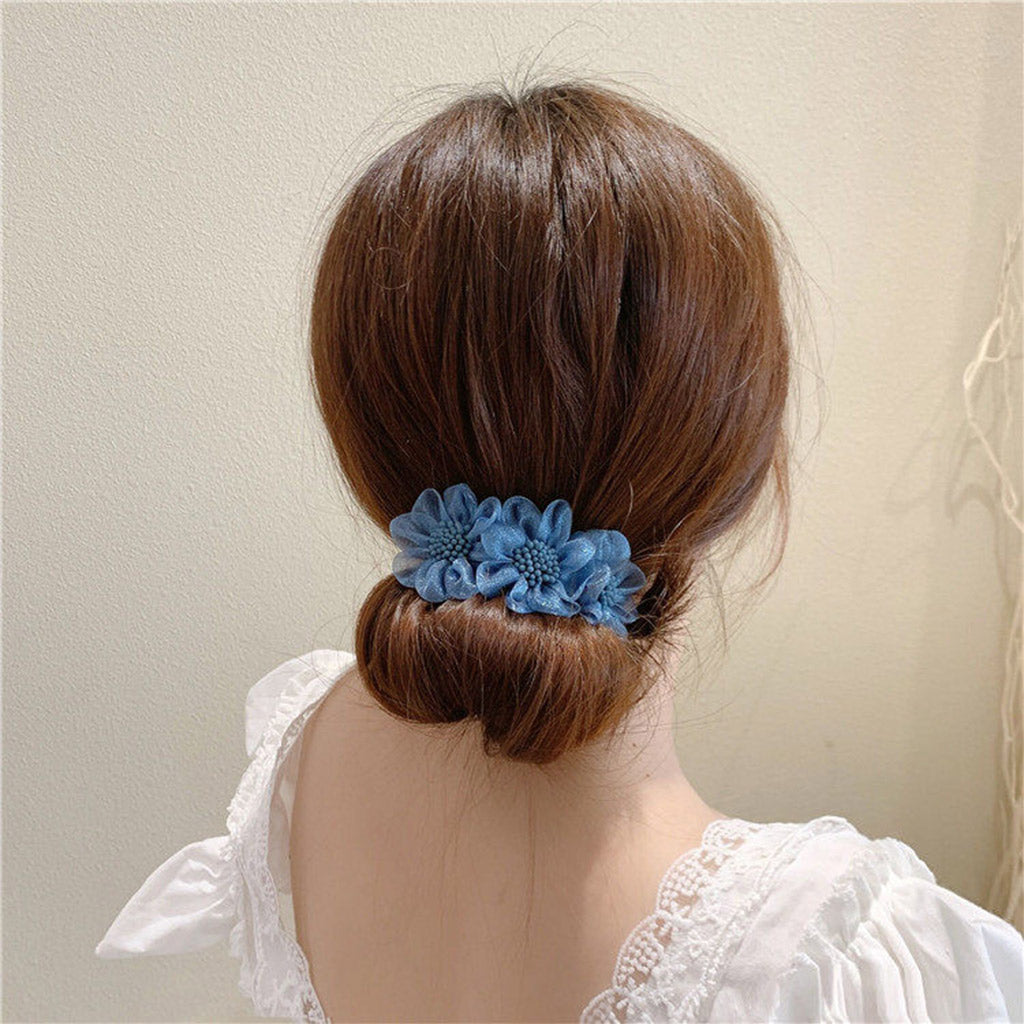 Fashion Women Classy Deft Bun Maker Hair Bands Headband Easy To Use Blue