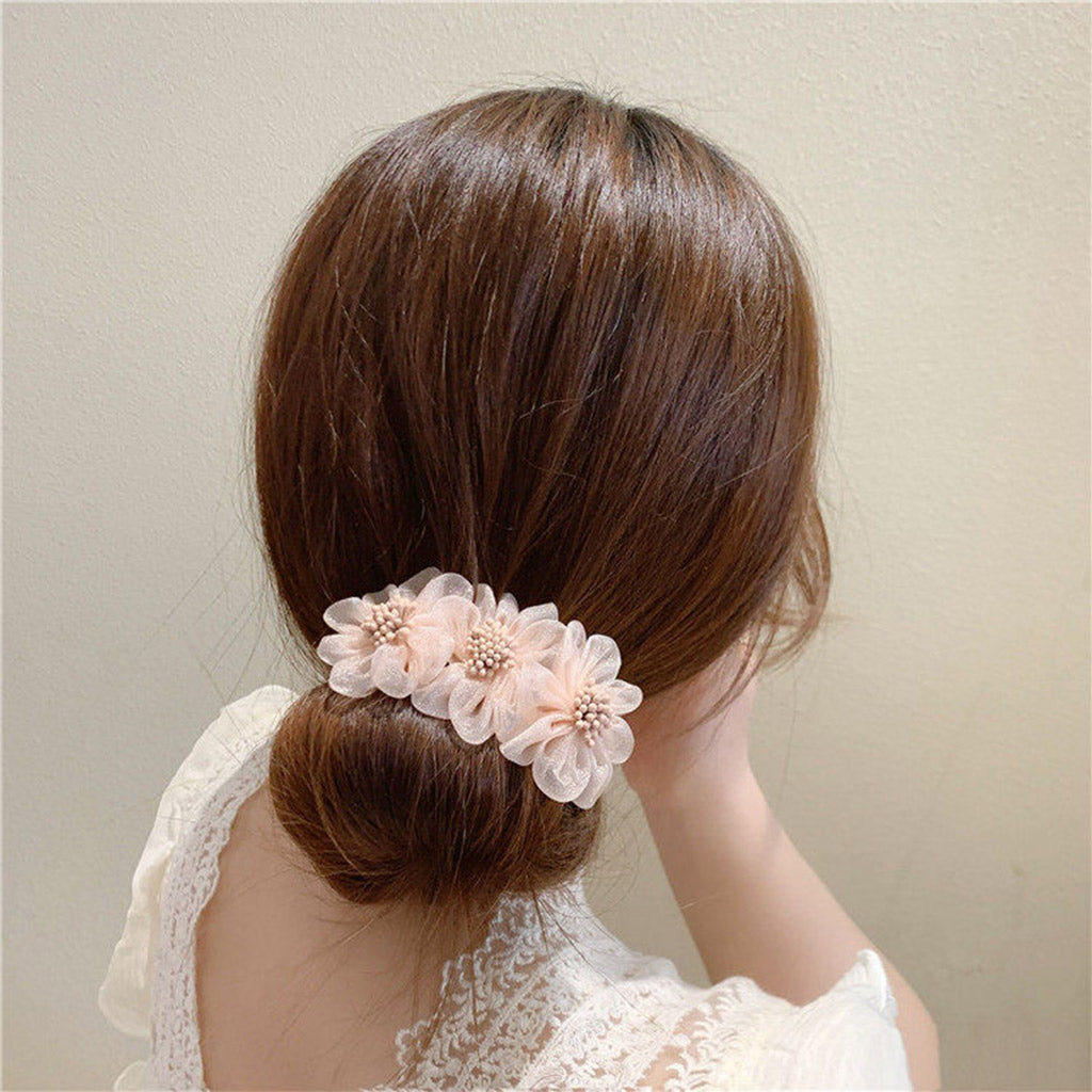 Fashion Women Classy Deft Bun Maker Hair Bands Headband Easy To Use Pink
