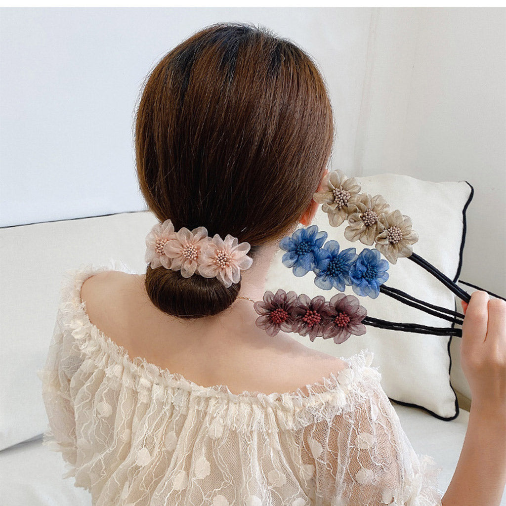 Fashion Women Classy Deft Bun Maker Hair Bands Headband Easy To Use Pink