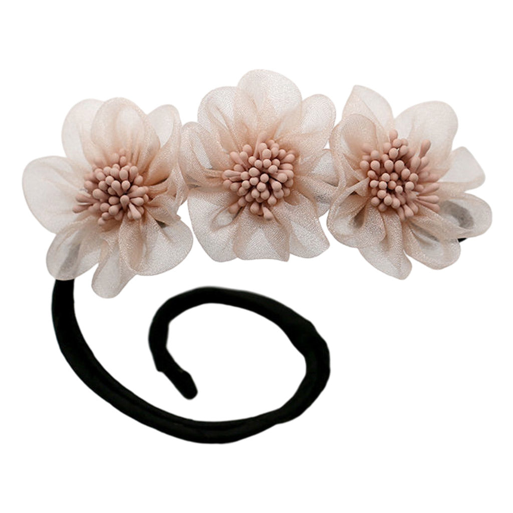 Fashion Women Classy Deft Bun Maker Hair Bands Headband Easy To Use Pink