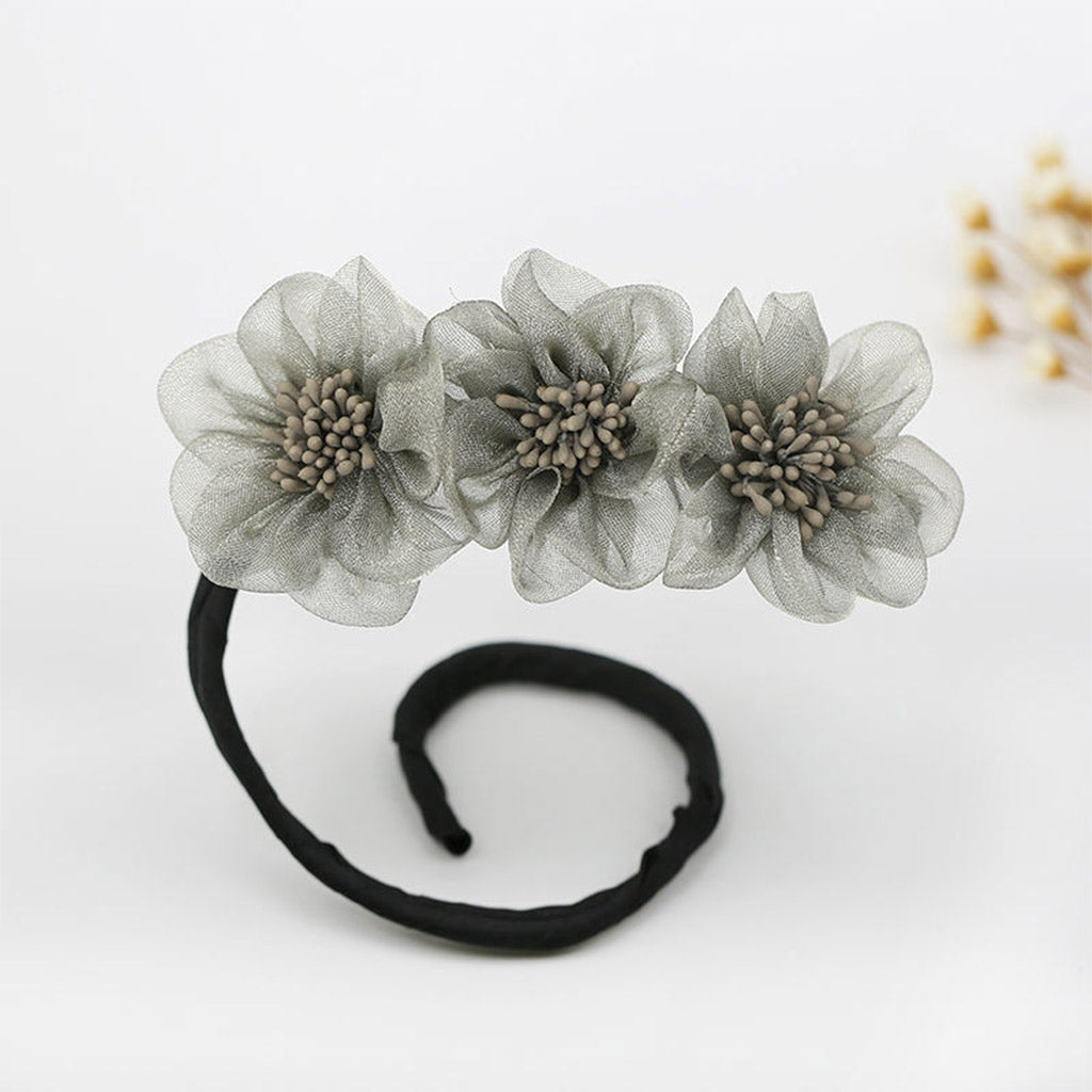 Fashion Women Classy Deft Bun Maker Hair Bands Headband Easy To Use Gray