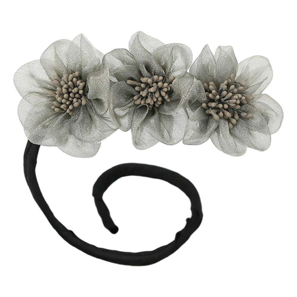 Fashion Women Classy Deft Bun Maker Hair Bands Headband Easy To Use Gray