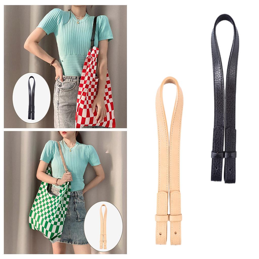 PU Leather Bag Strap Replacement 7'' Shoulder Handbag Handle Belt Black