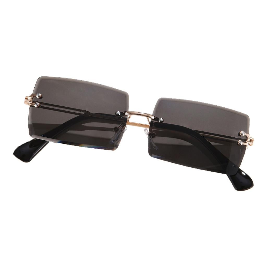 Retro Sunglasses Chic Tinted Lens UV Protection Eyewear Gold Legs Black Lens