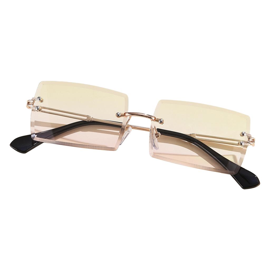 Retro Sunglasses Chic Tinted Lens UV Protection Eyewear Gold Leg Yellow Lens