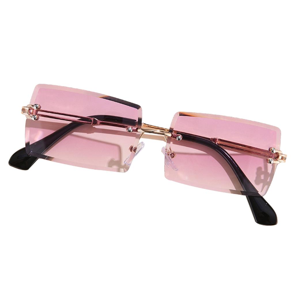Retro Sunglasses Chic Tinted Lens UV Protection Eyewear Gold Leg Purple Lens