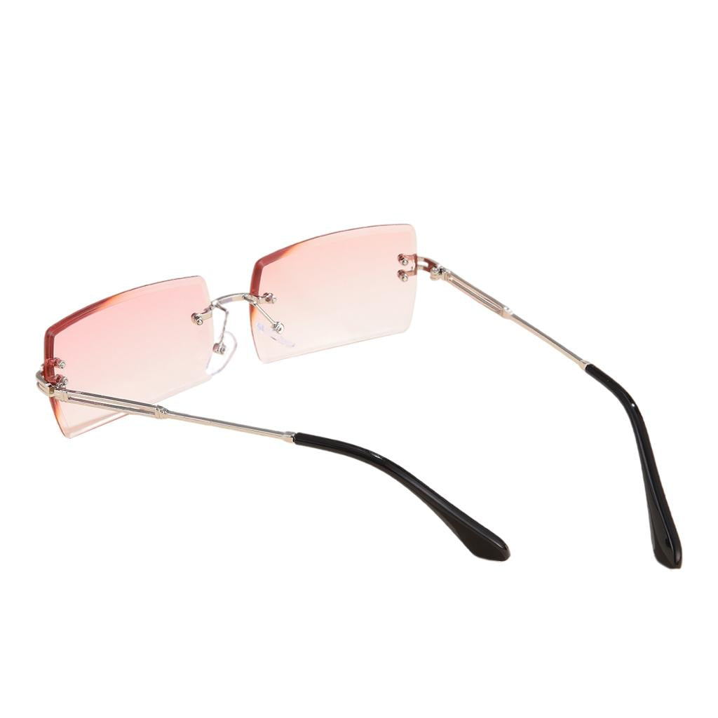Retro Sunglasses Chic Tinted Lens UV Protection Eyewear Silver Leg Pink Lens