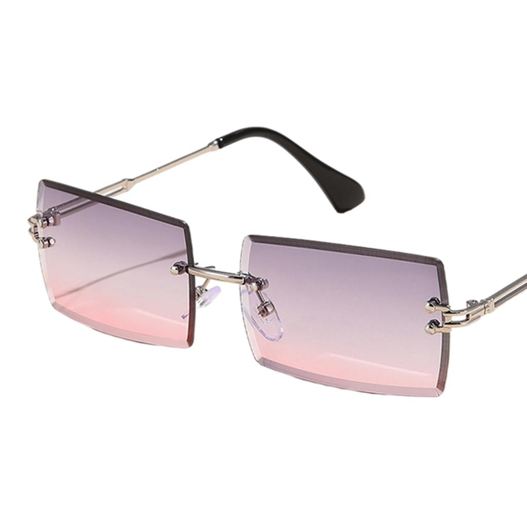 Retro Sunglasses Chic Tinted Lens UV Protection Eyewear Silver Purple Lens