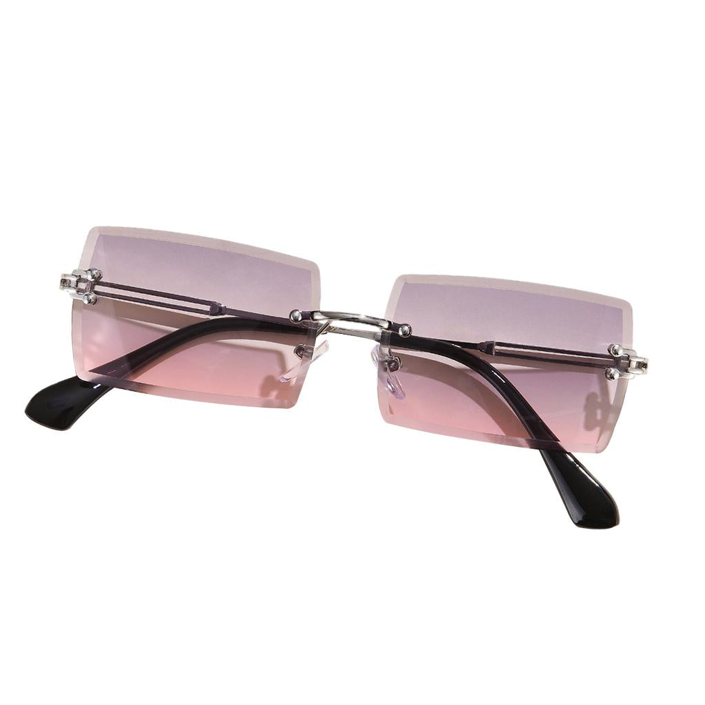 Retro Sunglasses Chic Tinted Lens UV Protection Eyewear Silver Purple Lens