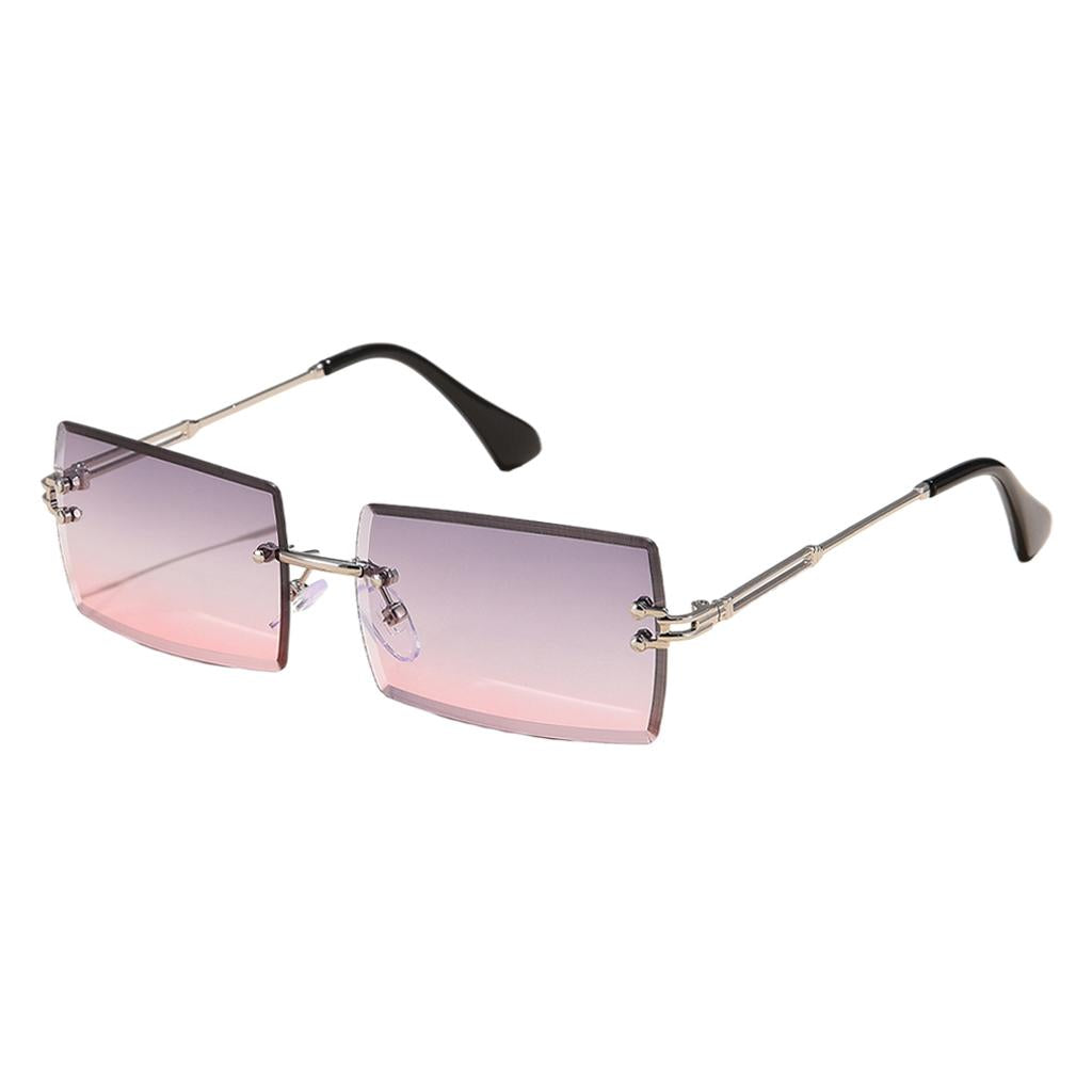 Retro Sunglasses Chic Tinted Lens UV Protection Eyewear Silver Purple Lens