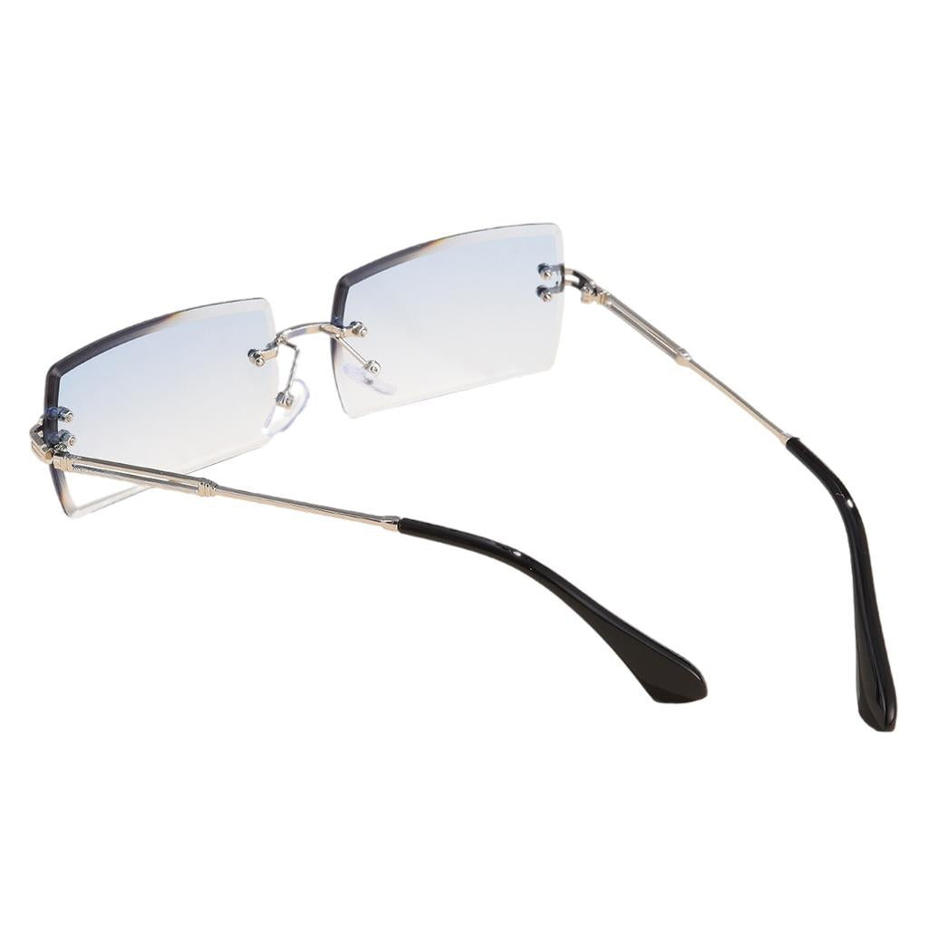 Retro Sunglasses Chic Tinted Lens UV Protection Eyewear Silver Leg Blue Lens
