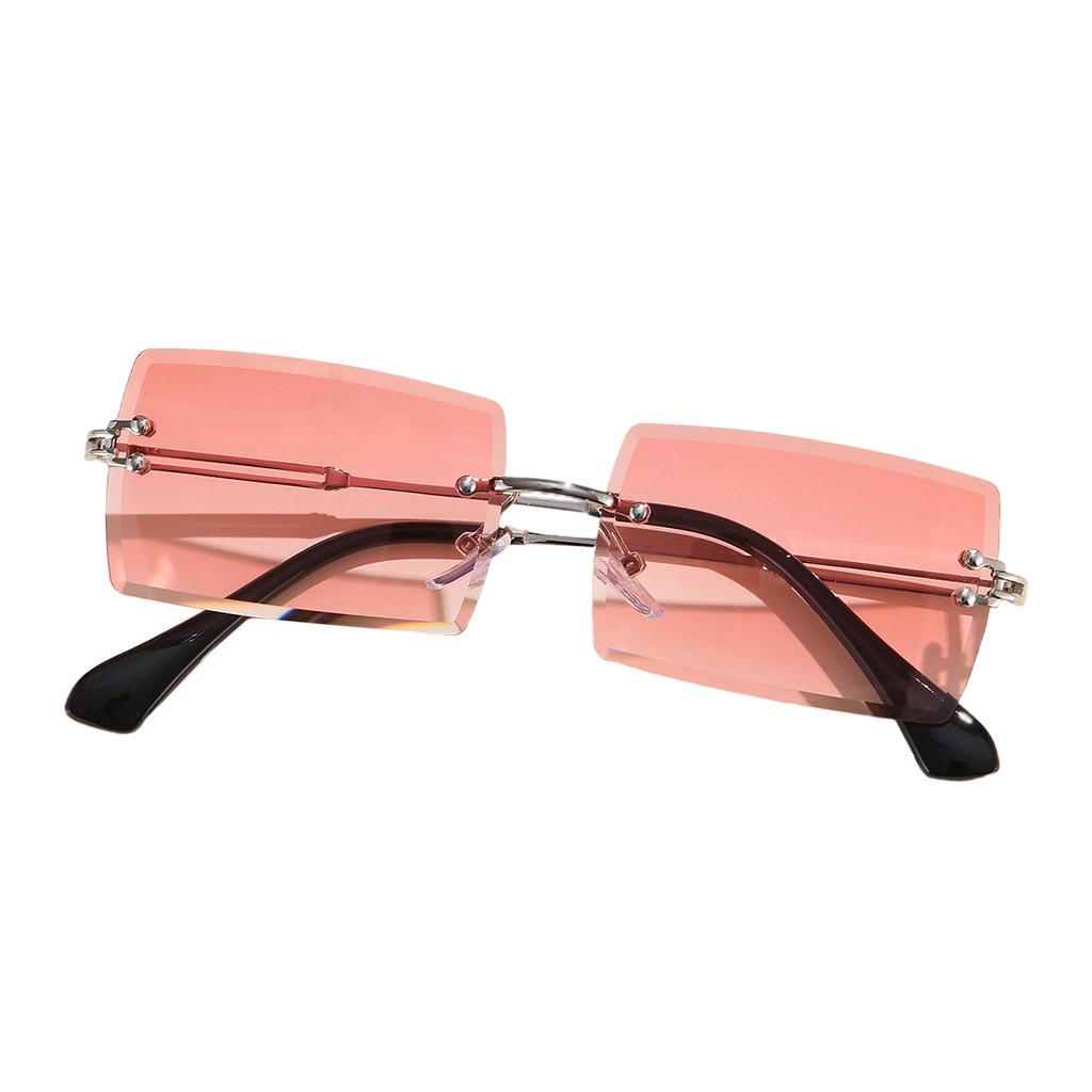 Retro Sunglasses Chic Tinted Lens UV Protection Eyewear Silver Leg Red Lens