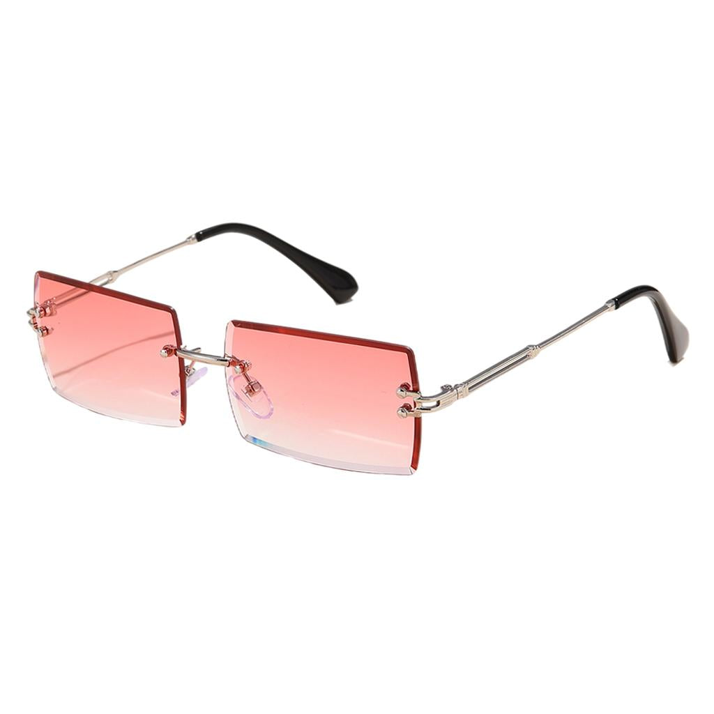 Retro Sunglasses Chic Tinted Lens UV Protection Eyewear Silver Leg Red Lens