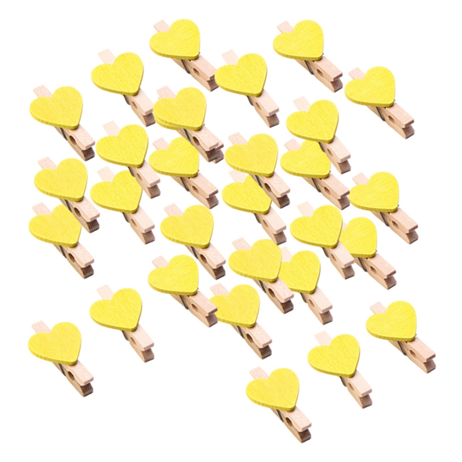 30pcs Mini Wooden Clothes Photo Paper Peg Clothespin Craft Clips 30MM Yellow