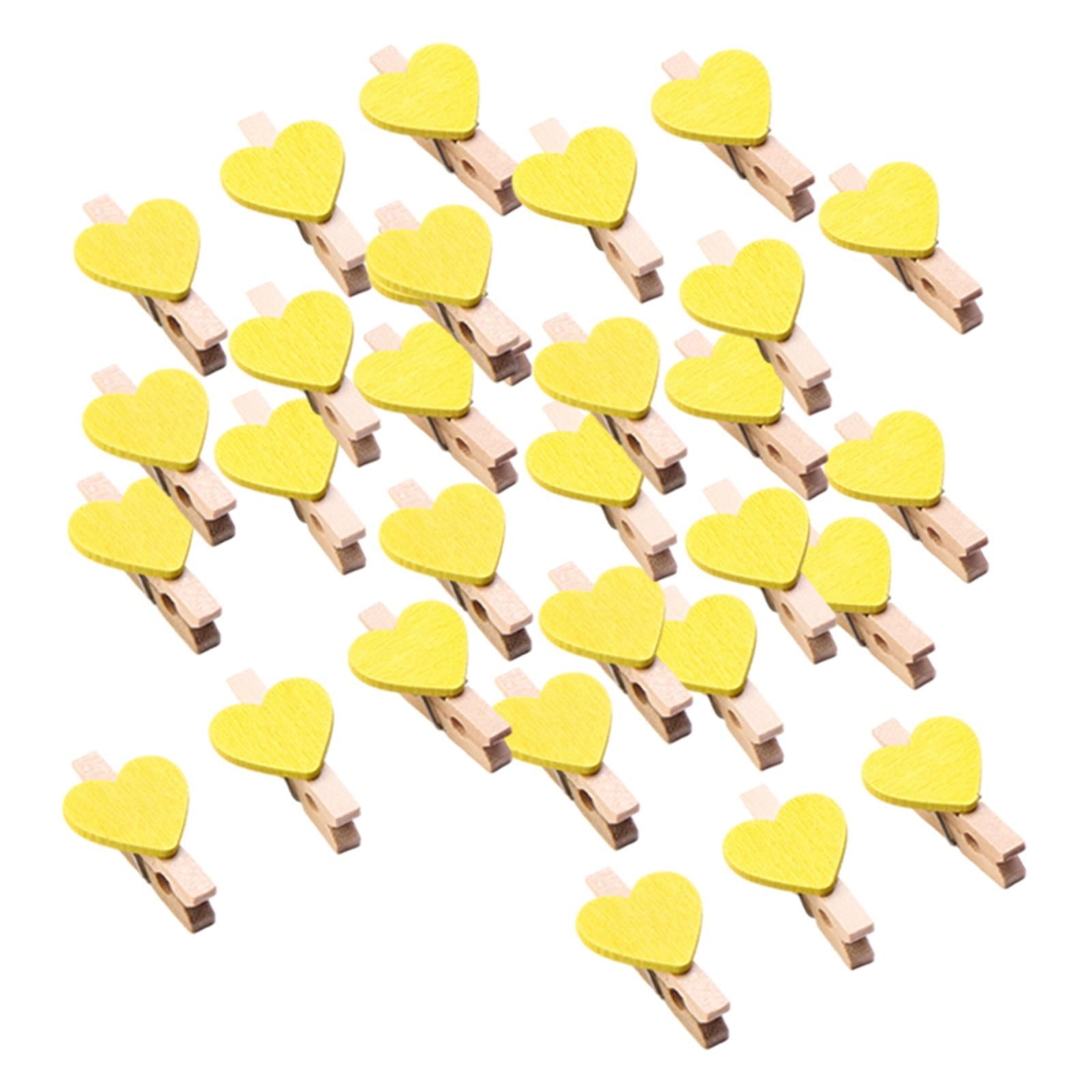 30pcs Mini Wooden Clothes Photo Paper Peg Clothespin Craft Clips 30MM Yellow