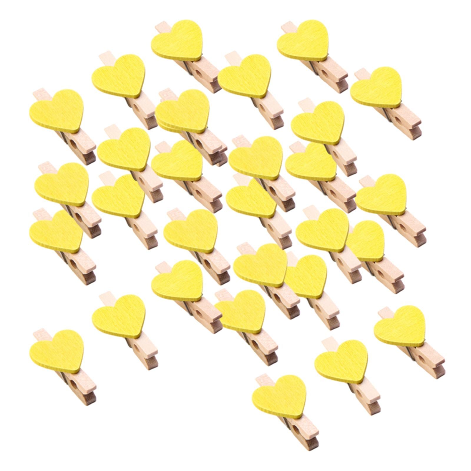 30pcs Mini Wooden Clothes Photo Paper Peg Clothespin Craft Clips 30MM Yellow