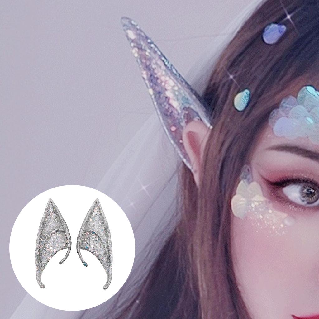 Cosplay Fairy Elf Ears Pixie Elven Vampire Halloween Props Silver 12cm