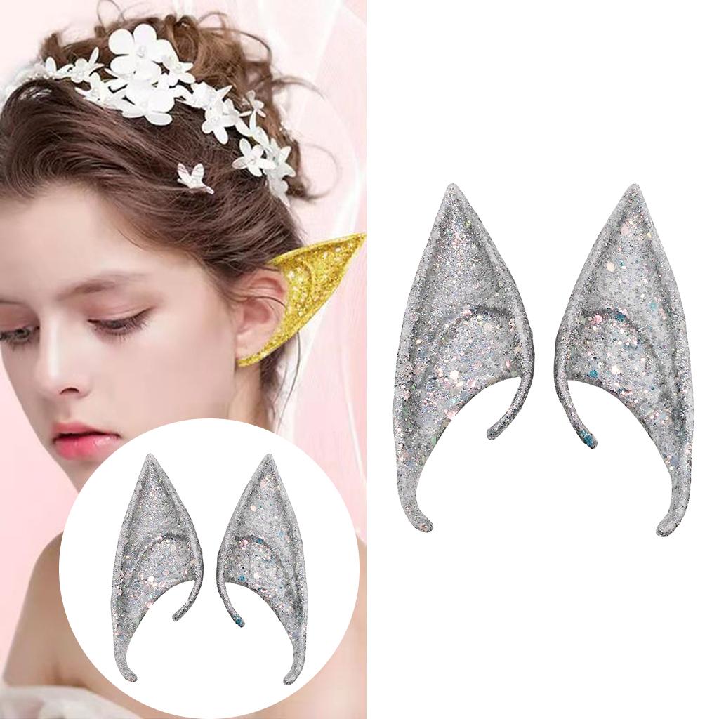Cosplay Fairy Elf Ears Pixie Elven Vampire Halloween Props Silver 12cm