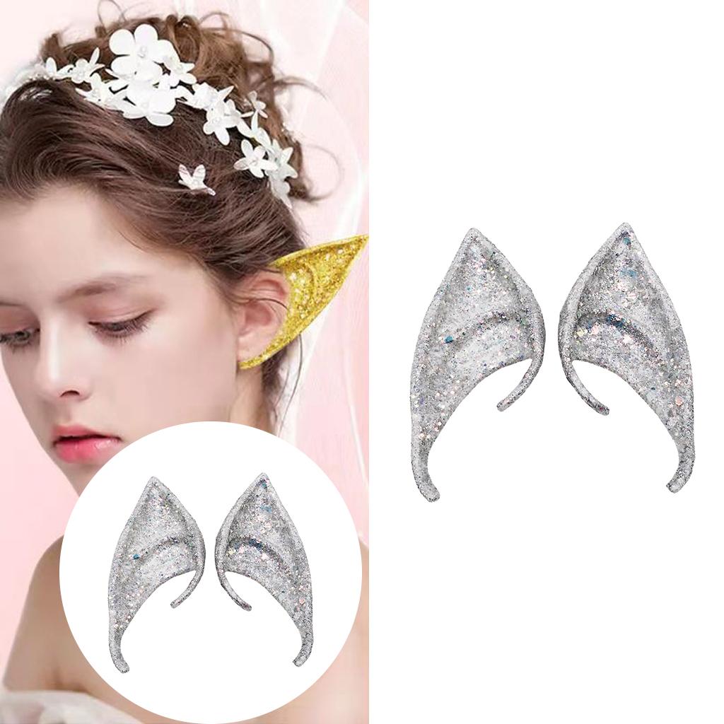 Cosplay Fairy Elf Ears Pixie Elven Vampire Halloween Props Silver 10cm