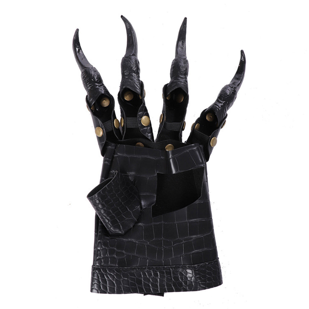 PU Halloween Dragon Claw Gloves Black Mittens Adjustable Costume Prank Mitts