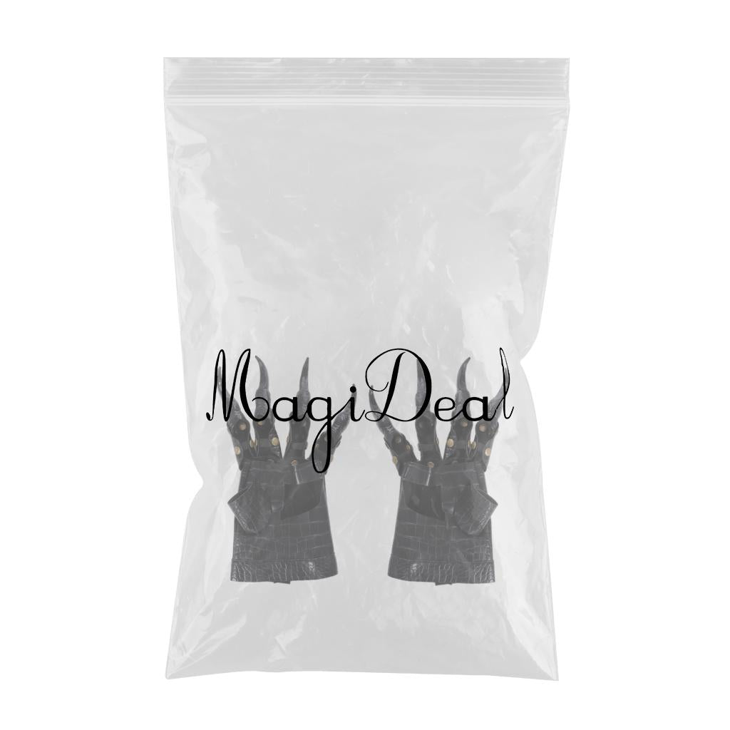 PU Halloween Dragon Claw Gloves Black Mittens Adjustable Costume Prank Mitts