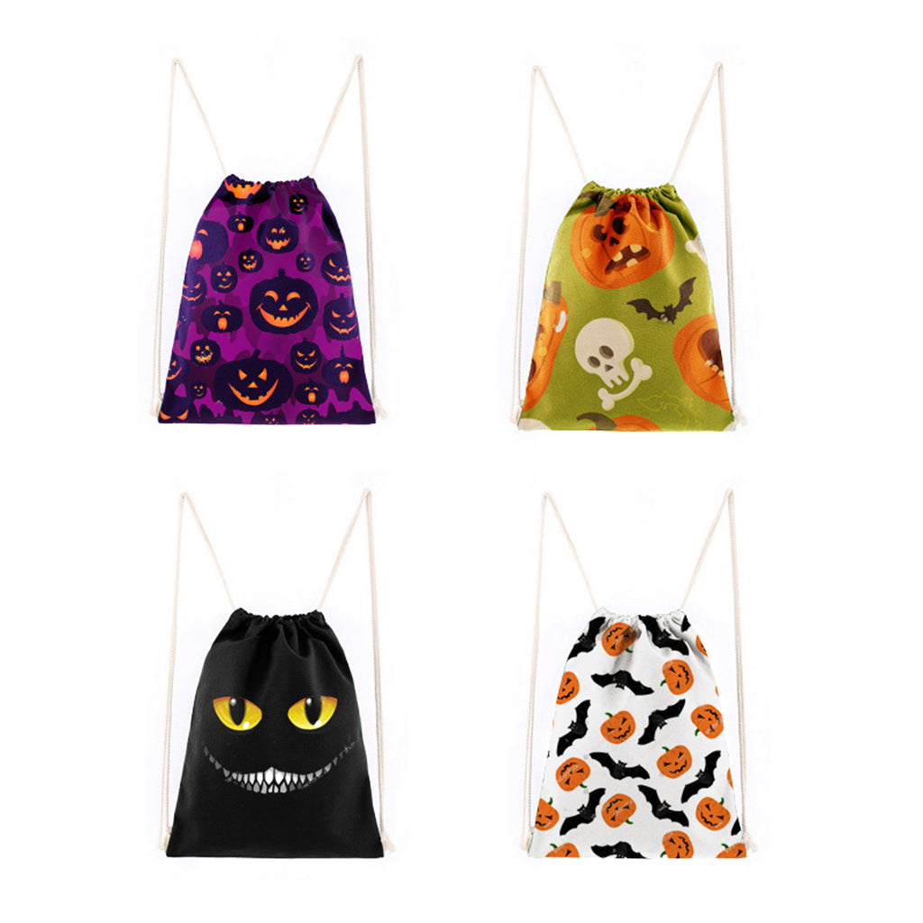 6x Halloween Drawstring Bag Candy Bags Gift Wrapping Backpack Sack Children