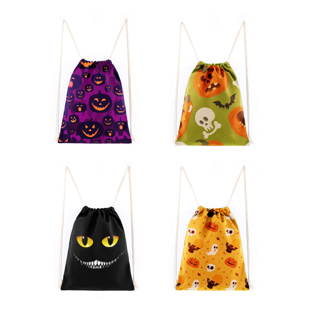 6x Halloween Drawstring Bag Candy Bags Gift Wrapping Backpack Sack Children