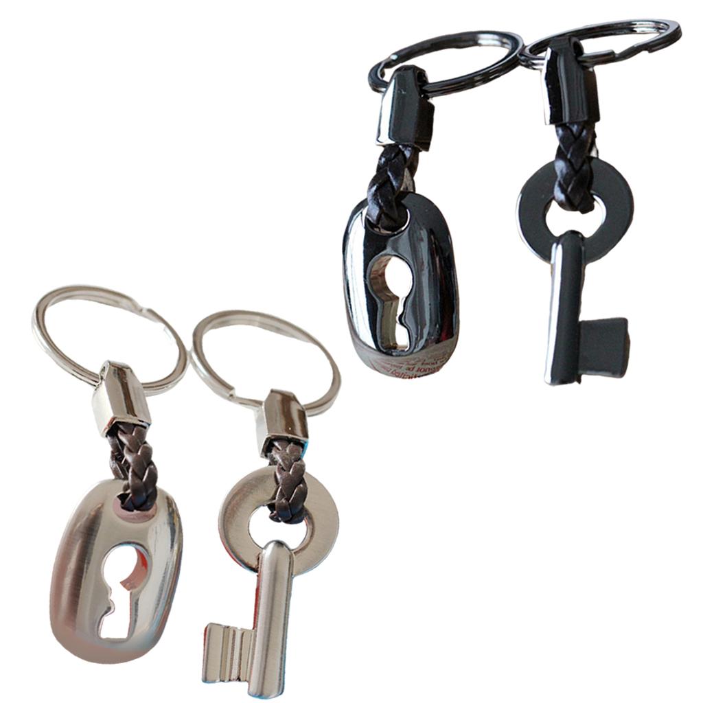 Couple Keychain Metal Split Rings Wedding Key Chain Keyrings Gift Silver