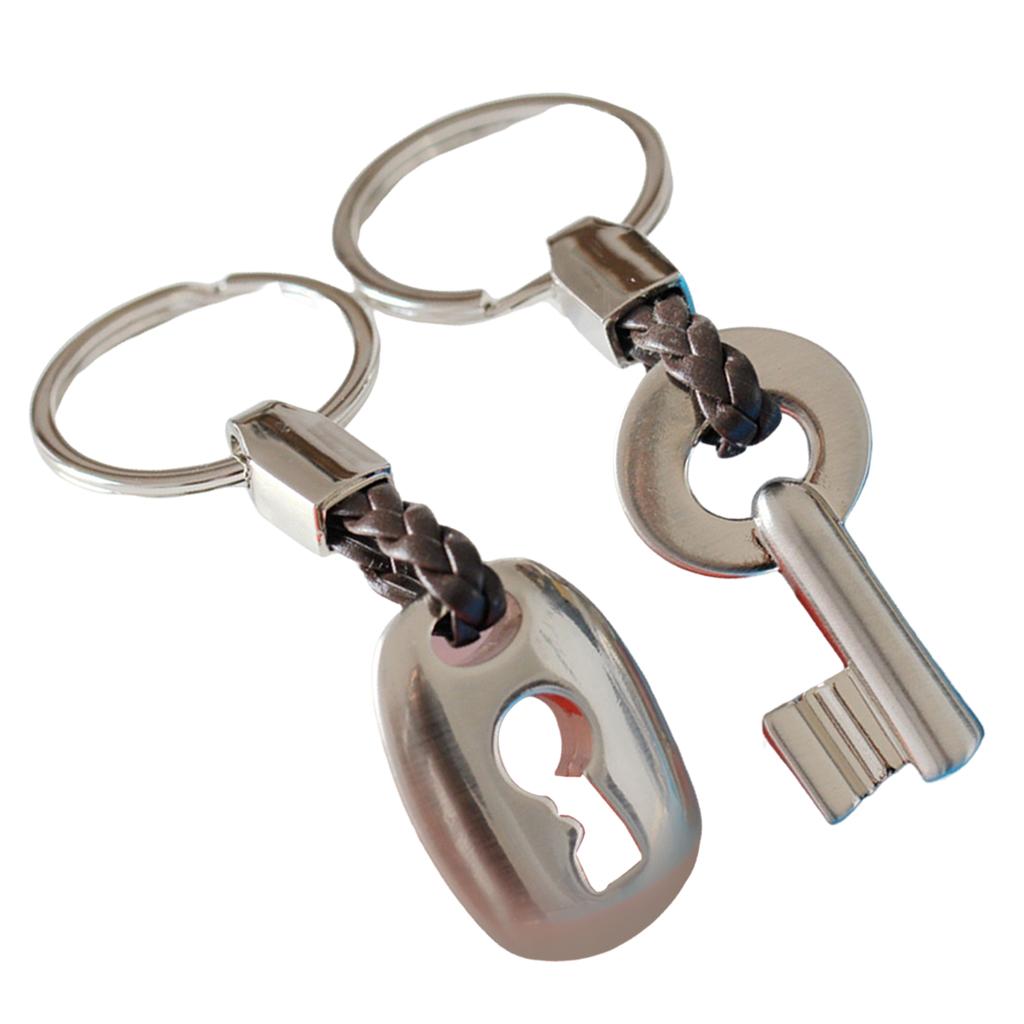 Couple Keychain Metal Split Rings Wedding Key Chain Keyrings Gift Silver