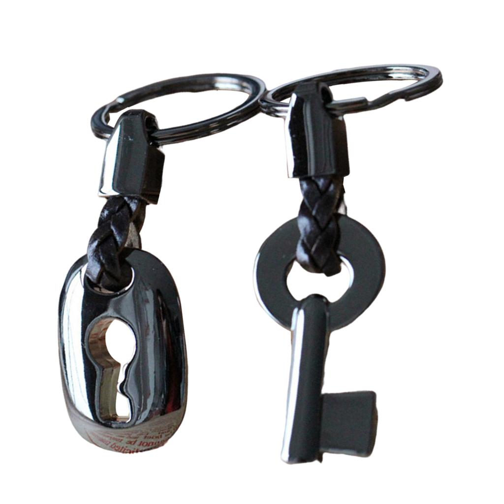 Couple Keychain Metal Split Rings Wedding Key Chain Keyrings Gift Black