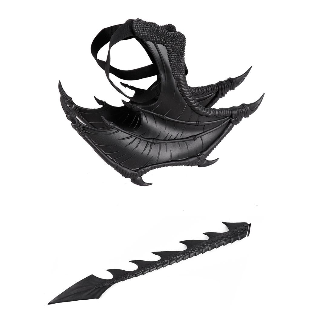 Children's Kids Dragon Costume Tail Mask Set Role Play Party Props Black