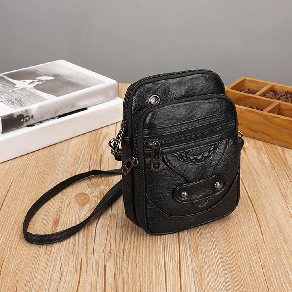 Women Crossbody Cell Phone Bag Shoulder Bag Cellphone Cards Wallet Bag Black