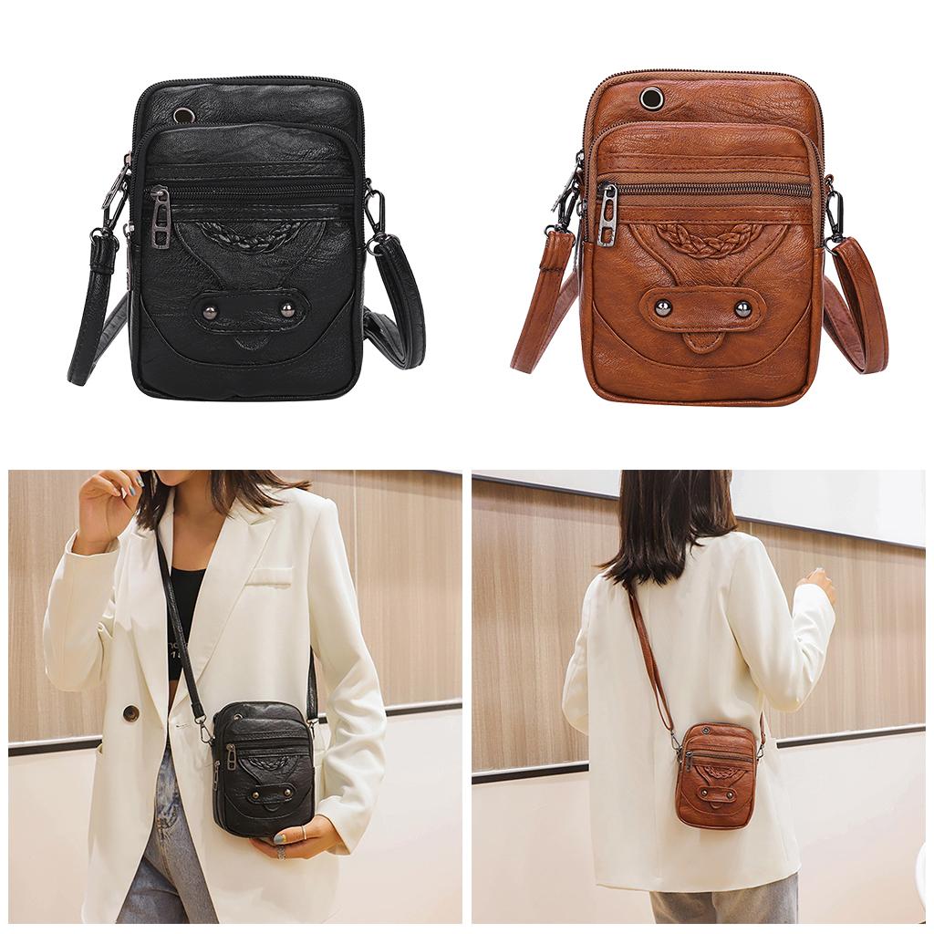 Women Crossbody Cell Phone Bag Shoulder Bag Cellphone Cards Wallet Bag Black