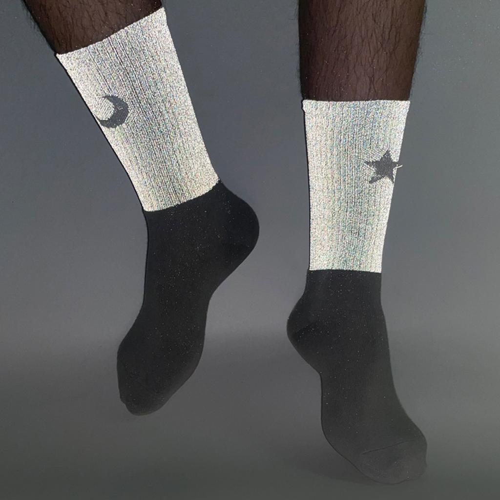 Women Reflective Socks Tube Socks Personality Casual Stockings Walking Socks