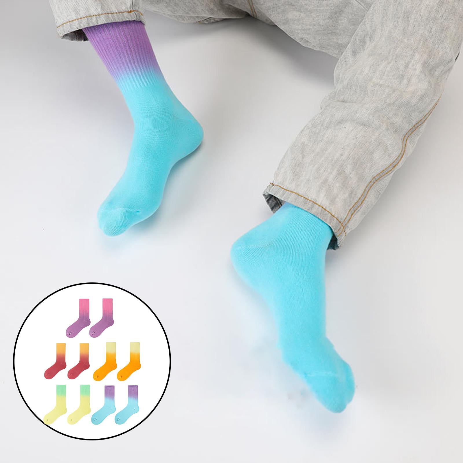 Women Cotton Socks Tube Long Socks Casual Walking Socks Red Yellow