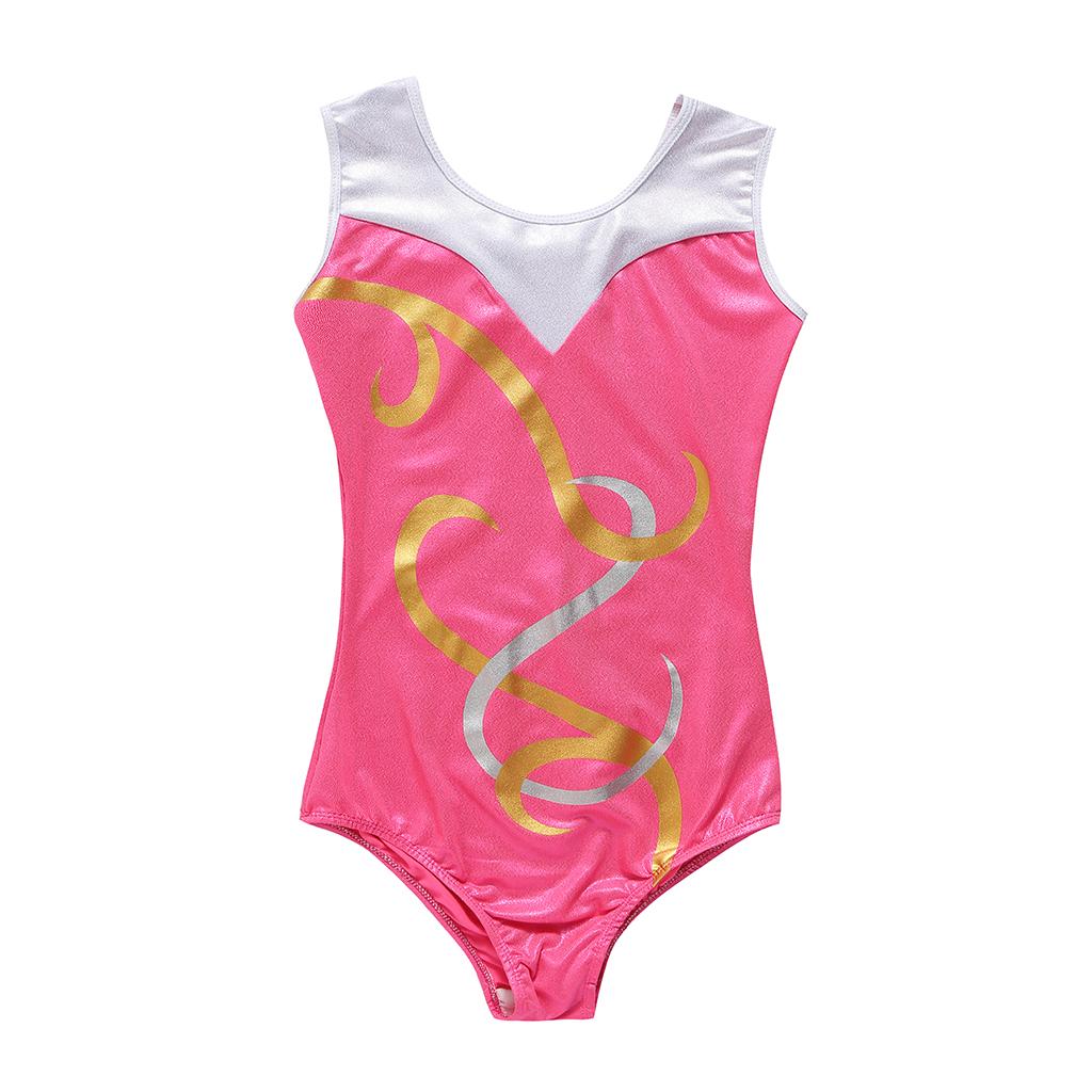 Girls Gymnastic Leotard Athletic Rompers for Dance Pink 6 (5-6Y)
