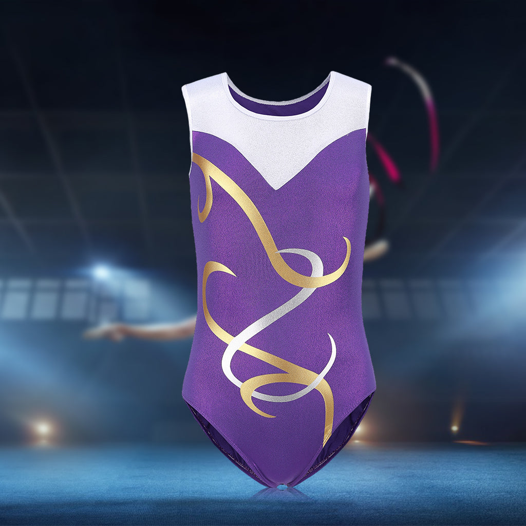 Girls Gymnastic Leotard Athletic Rompers for Dance Purple 6 (5-6Y)