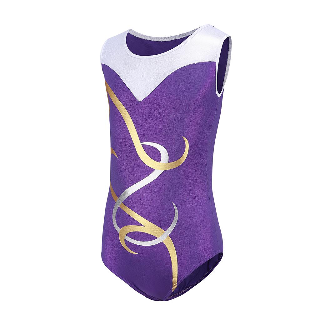 Girls Gymnastic Leotard Athletic Rompers for Dance Purple 14 (13-14Y)