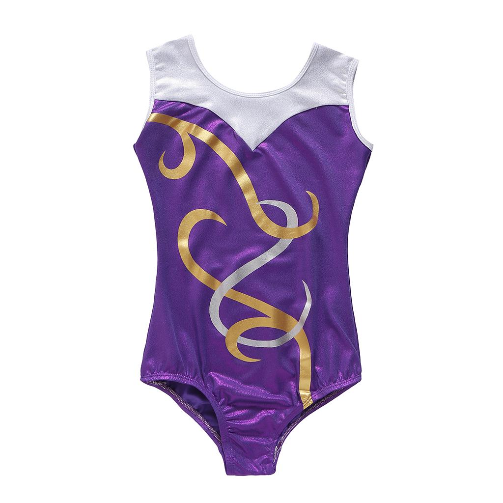 Girls Gymnastic Leotard Athletic Rompers for Dance Purple 14 (13-14Y)