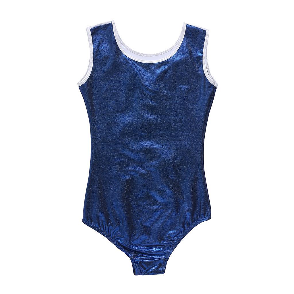 Girls Gymnastic Leotard Athletic Rompers for Dance Dark Blue 6 (5-6Y)