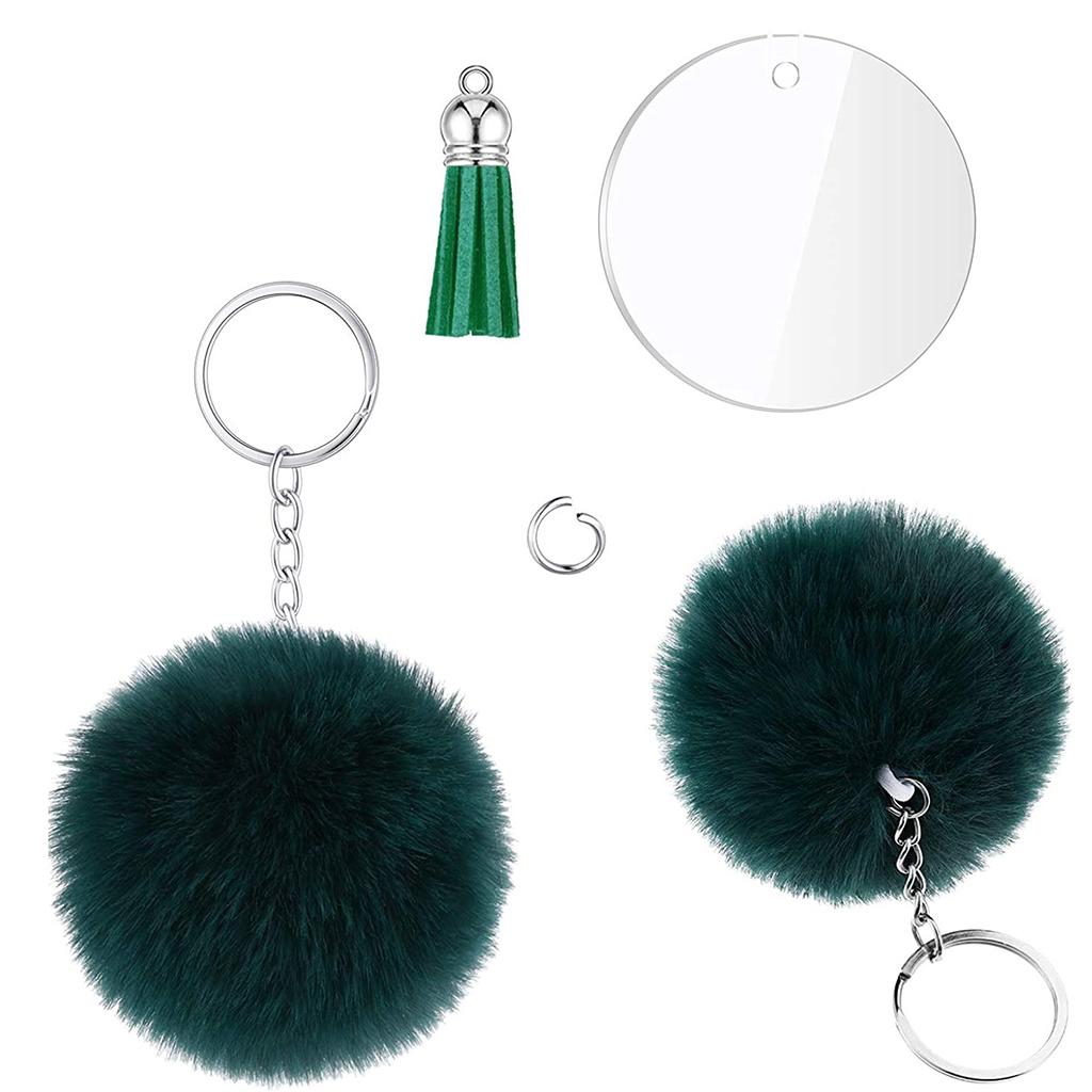 195x Clear Acrylic Circle Discs Keychain Blanks Tassel Pendants Key Ring Kit 195Pcs