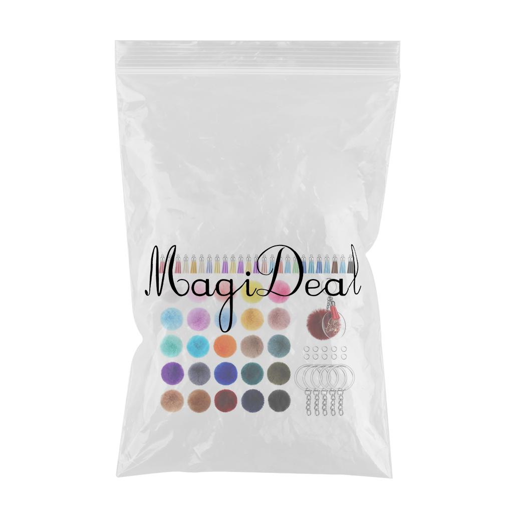195x Clear Acrylic Circle Discs Keychain Blanks Tassel Pendants Key Ring Kit 170Pcs No Discs