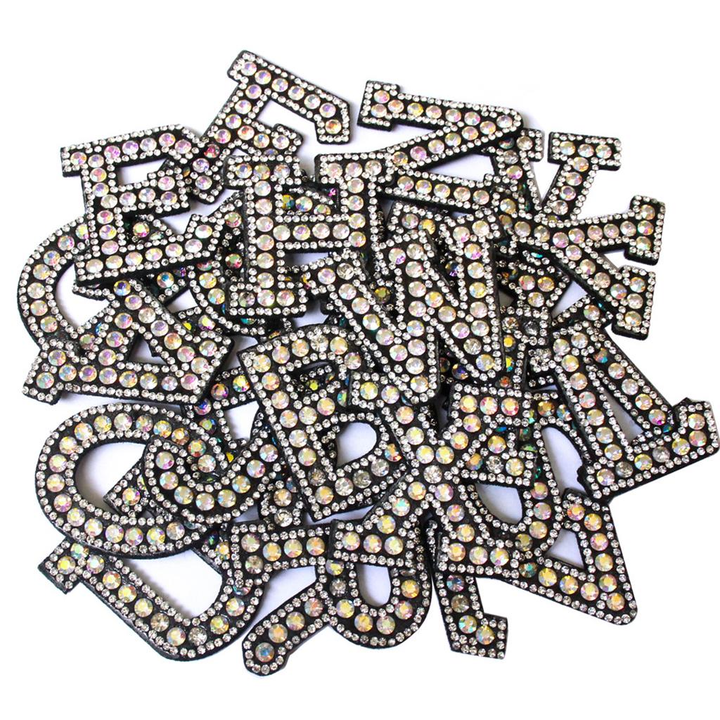 26pcs English Alphabet Patches Sew On Letter Applique for Jeans Black