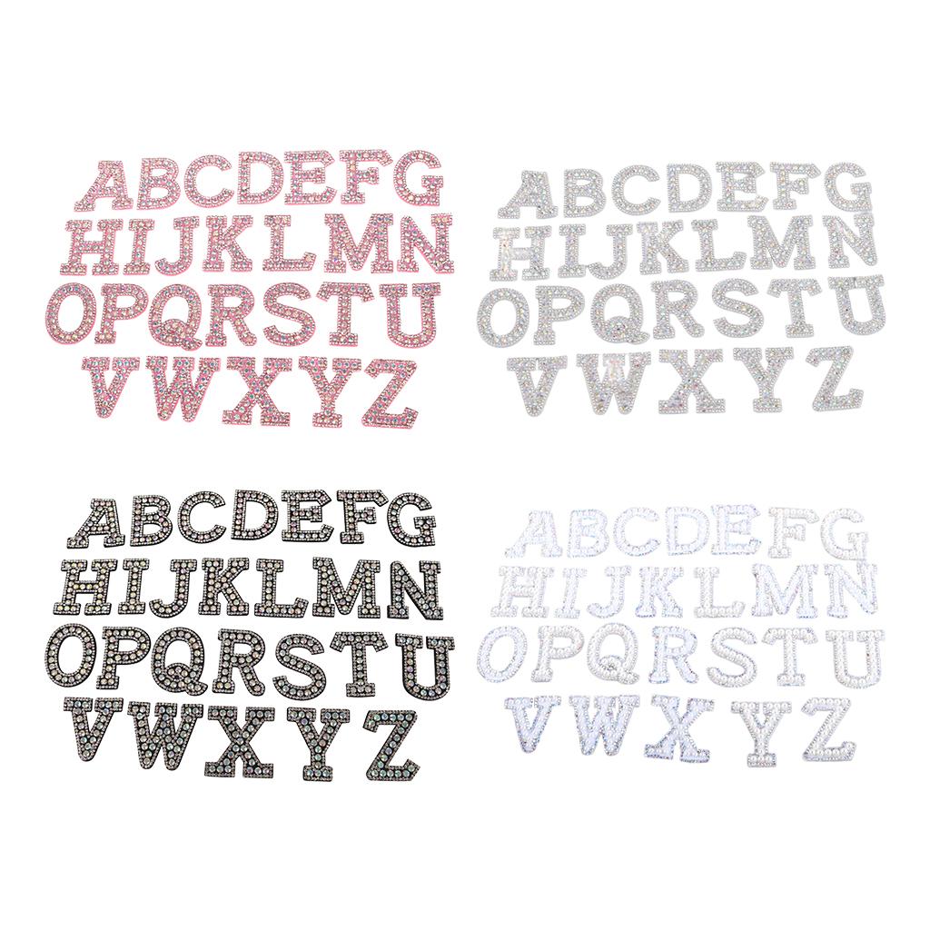 26pcs English Alphabet Patches Sew On Letter Applique for Jeans Black