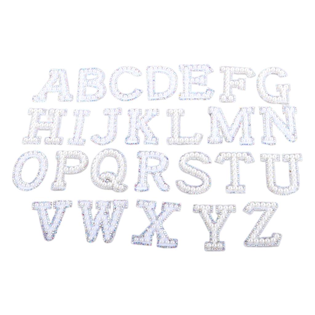 26pcs English Alphabet Patches Sew On Letter Applique for Jeans Pearl
