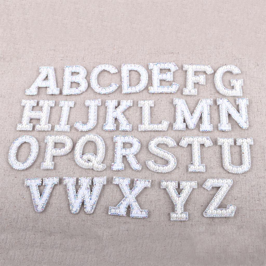 26pcs English Alphabet Patches Sew On Letter Applique for Jeans Pearl