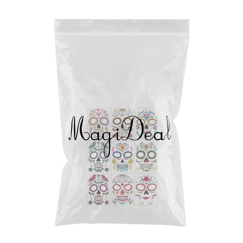 9 Pieces Halloween Temporary Tattoo Face Sticker Waterproof Tattoo Set 1