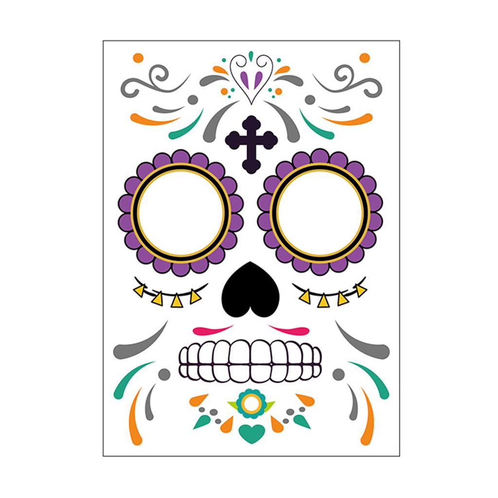 9 Pieces Halloween Temporary Tattoo Face Sticker Waterproof Tattoo Set 2